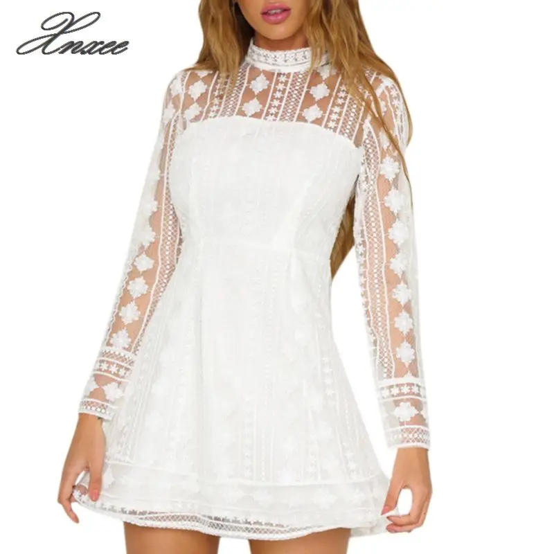 Short A Line Dress Women Stand Collor White Lace Dresses Long Sleeve Sexy Backless Mini Dress
Short A Line Dress Women Stand Collor White Lace Dresses Long Sleeve Sexy Backless Mini Dress