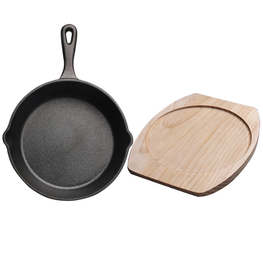 Durable Iron Pan Frying Pan Cookware Potted Iron Pan Fry Cooking Tool With Tray Non-Coated Non-Stick Pan With Wooden Tray
Durable Iron Pan Frying Pan Cookware Potted Iron Pan Fry Cooking Tool With Tray Non-Coated Non-Stick Pan With Wooden Tray