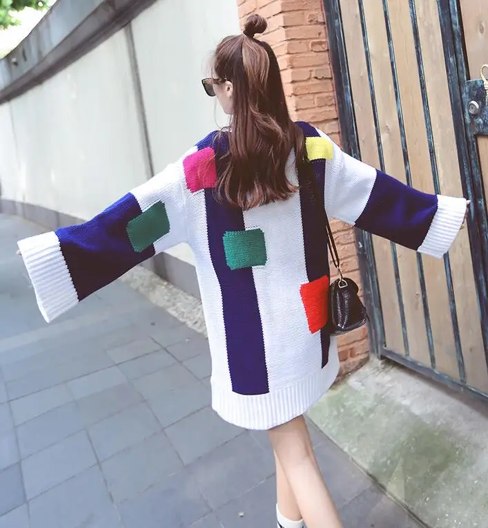Korean Streetwear Fashion Patchwork Contrast Block Plaid Striped Loose Long Sweater Multicolor Pullover Pull Top Vestidos Knit
Korean Streetwear Fashion Patchwork Contrast Block Plaid Striped Loose Long Sweater Multicolor Pullover Pull Top Vestidos Knit
