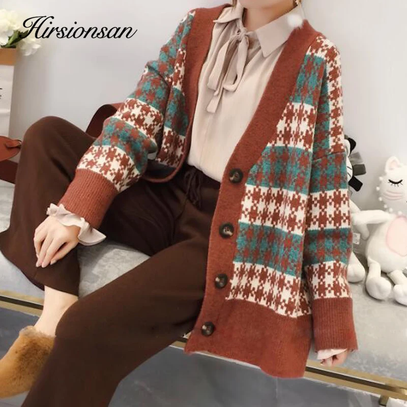 Hirsionsan Sweater Women Autumn Knitted Cardigans Lady Geometric Lattice Green Patchwork Clothes Oversize Warm Jumper Femme Tops
Hirsionsan Sweater Women Autumn Knitted Cardigans Lady Geometric Lattice Green Patchwork Clothes Oversize Warm Jumper Femme Tops