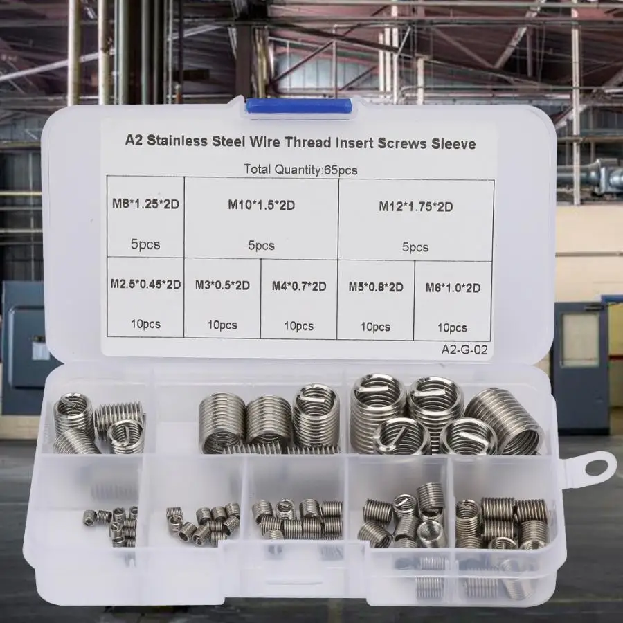 Insertos de rosca helicoidal de tornillo helicoidal de alambre de acero inoxidable 50pcs M4 x 2D Kit de reparaci/ón de rosca