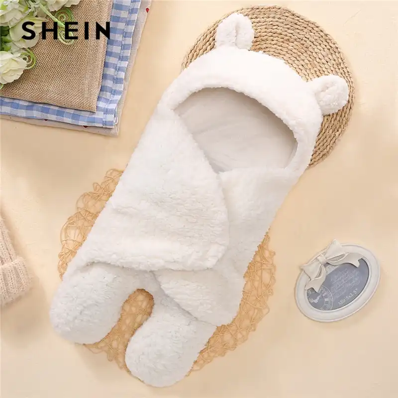 Shein Kiddie White Solid Toddler Girls Hooded Casual Jumpsuit Kids