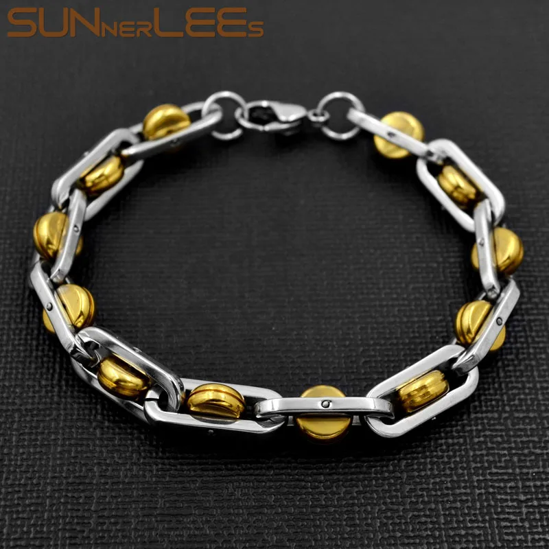 SUNNERLEES 316L Stainless Steel Bracelet 8mm Geometric Beads Link Chain Silver Gold Men Women Fashion Jewelry Gift SC169 B
SUNNERLEES 316L Stainless Steel Bracelet 8mm Geometric Beads Link Chain Silver Gold Men Women Fashion Jewelry Gift SC169 B