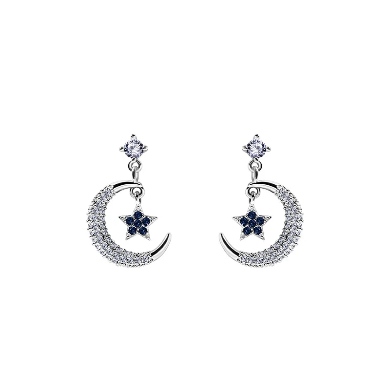 Fashion Jewelry Korean Earrings 2019 Earrings 925 Sliver Pin Moon Star Inlaid Zircon Drop Earrings Brincos Gift for Young Girls
Fashion Jewelry Korean Earrings 2019 Earrings 925 Sliver Pin Moon Star Inlaid Zircon Drop Earrings Brincos Gift for Young Girls