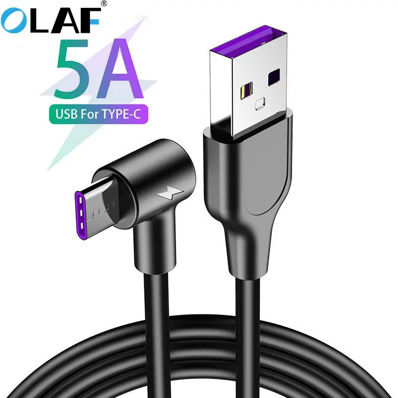 OLAF 90 degree 5A Type C Cable USB C Super Fast Charging Type-C Charge Data Cable For Samsung Xiaomi Huawei Mate 20 P20 Pro
OLAF 90 degree 5A Type C Cable USB C Super Fast Charging Type-C Charge Data Cable For Samsung Xiaomi Huawei Mate 20 P20 Pro