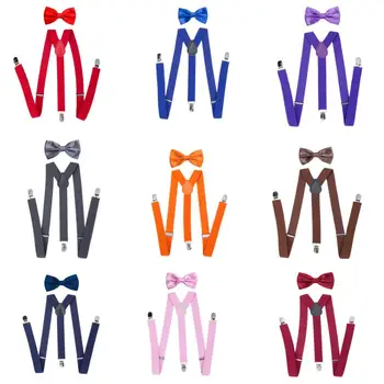 Suspenders Bowtie Set Braces For Child Adult Solid Color Unisex Clip-on Elastic Y-Shape Adjustable 
Suspenders Bowtie Set Braces For Child Adult Solid Color Unisex Clip-on Elastic Y-Shape Adjustable