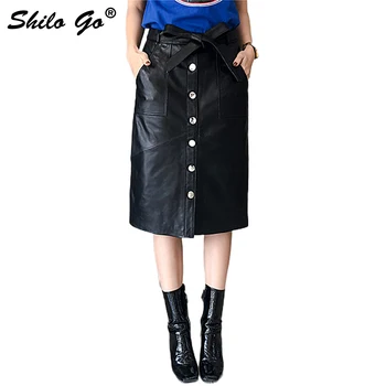 Leather Skirts Womens Spring Fashion sheepskin genuine leather Skirts bow belt high waist single breasted knee skirts
Leather Skirts Womens Spring Fashion sheepskin genuine leather Skirts bow belt high waist single breasted knee skirts