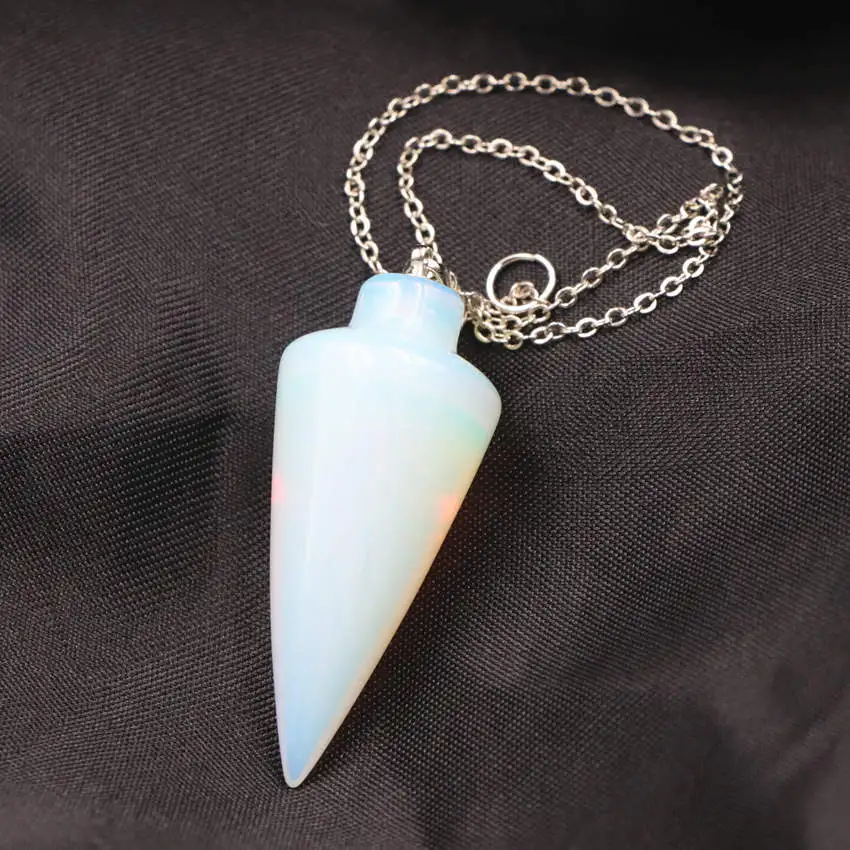 

Pyramid Reiki Pendulum Pendant Natural Stone Amulet Healing Crystal Jades Opal Pendants Meditation Hexagonal Chakra Craft A880