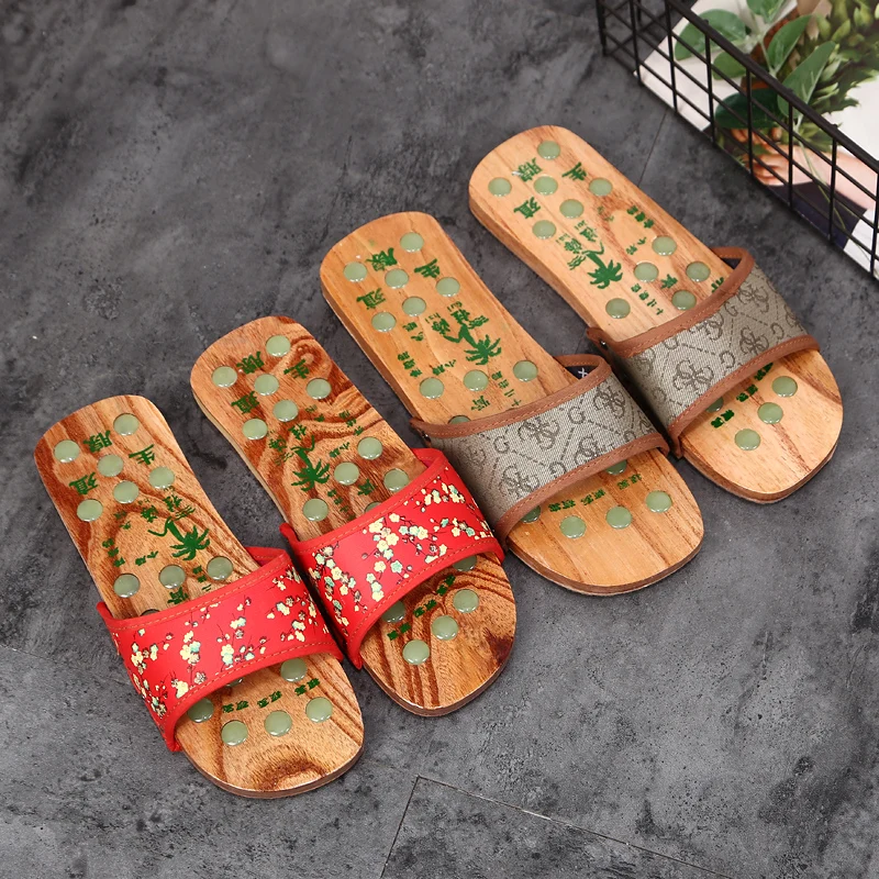 Деревянные сандалии Geta для женщин и мужчин плоские массажные точечные японские