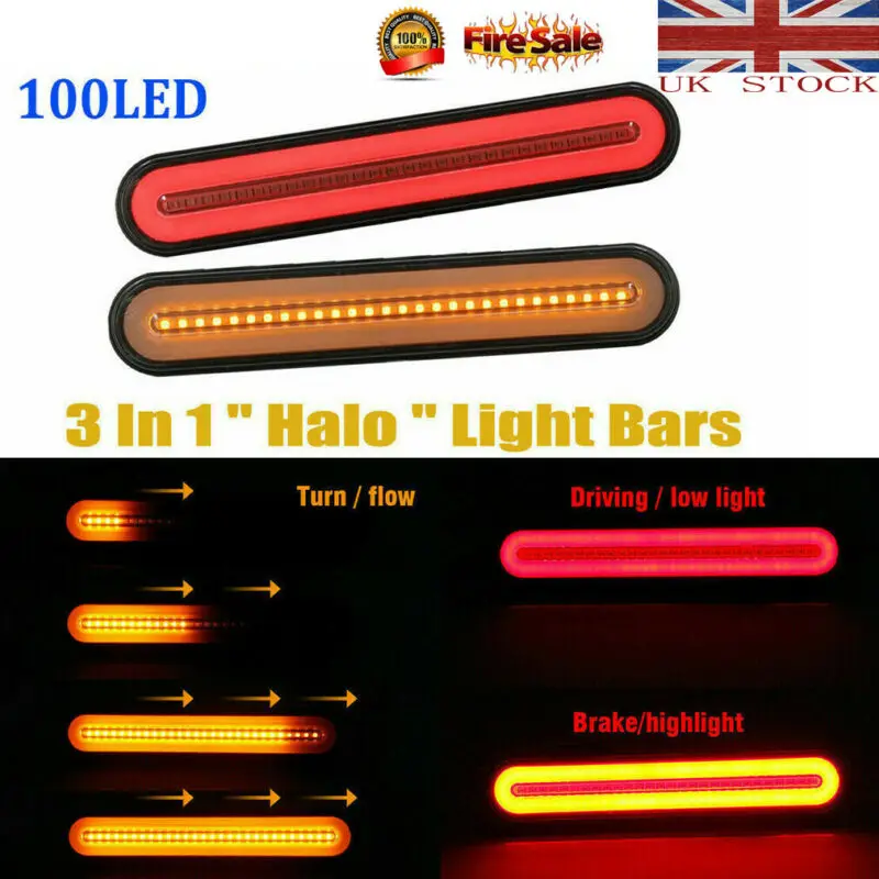 UK 2X Halo LED Stop Flowing Turn Signal Indicator Tail Light Truck Trailer
UK 2X Halo LED Stop Flowing Turn Signal Indicator Tail Light Truck Trailer