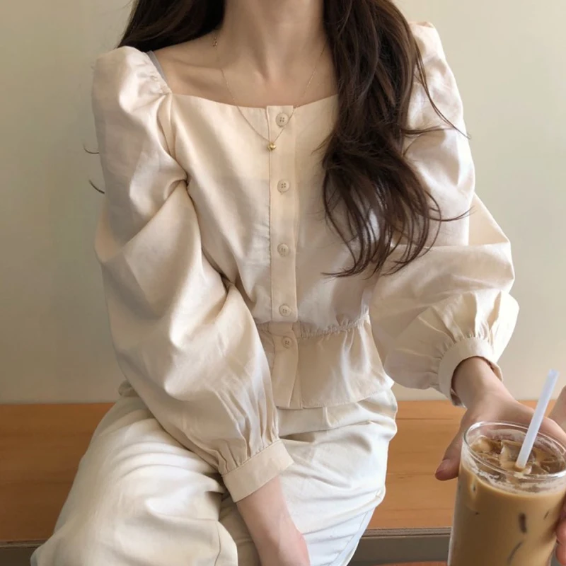 Princess Petite Square Neck Blouse Buttons Slim Waist Puff Sleeve Top Women Shirt Chemise Femme Chemisier Blusa Mujer Camisa
Princess Petite Square Neck Blouse Buttons Slim Waist Puff Sleeve Top Women Shirt Chemise Femme Chemisier Blusa Mujer Camisa