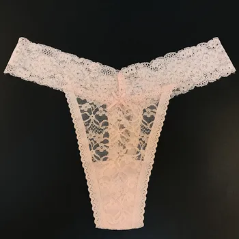 

[US SIZE]Women's Thin Lace Hollowed-Out T-Back Low Waist Ice Silk Sexy Cheeky Thong See-Through Panties