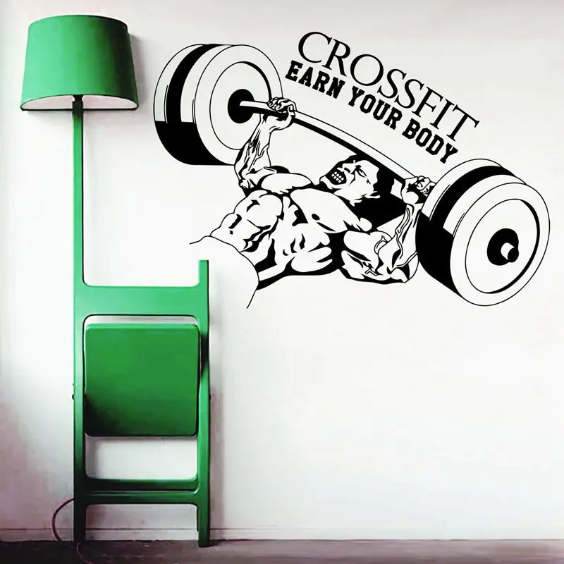 DCTAL Gym Sticker Body-building Barbell Decal Fitness Posters Vinyl Wall Decals Decor Mural Gym Sticker