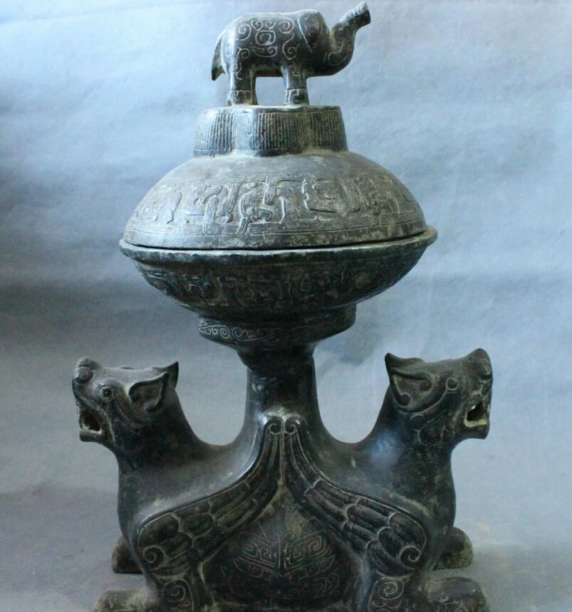 USPS to USA S1704 14" Chinese Old Bronze Elephant 2 Lion Beast Head Statue Up Box Incense Burner B0401
USPS to USA S1704 14" Chinese Old Bronze Elephant 2 Lion Beast Head Statue Up Box Incense Burner B0401
