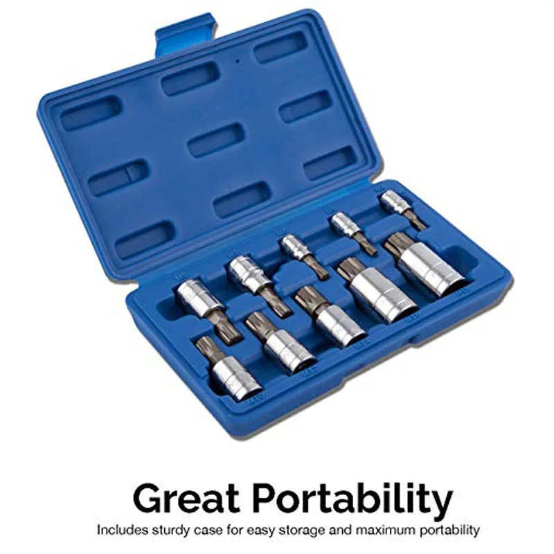 XZN Triple Square Spline Bit Socket Set S2 Steel 10pcs Set Metric 4mm -18mm Triple Square Drive Socket Sets
XZN Triple Square Spline Bit Socket Set S2 Steel 10pcs Set Metric 4mm -18mm Triple Square Drive Socket Sets