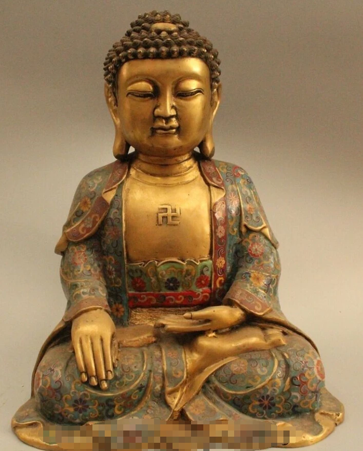 17" Chinese Cloisonne Bronze Gild Sakyamuni Shakyamuni Amitabha Buddha Statue
17" Chinese Cloisonne Bronze Gild Sakyamuni Shakyamuni Amitabha Buddha Statue