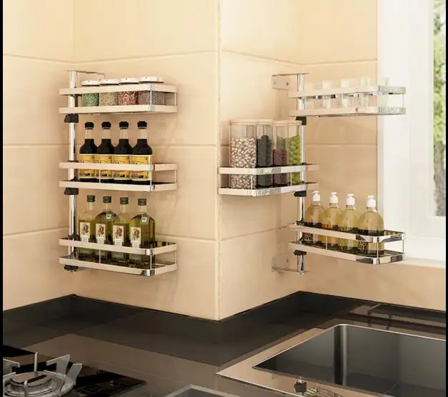 304 stainless steel kitchen condiments rack wall hanging seasoning wall to avoid the hole to receive shelves
304 stainless steel kitchen condiments rack wall hanging seasoning wall to avoid the hole to receive shelves