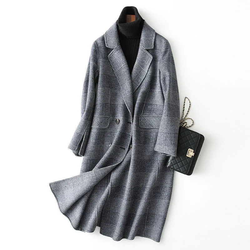 Autumn Winter Coat Women England Style Plaid Real Wool Coat Female Long Jackets Outerwear Manteau Femme F11183
Autumn Winter Coat Women England Style Plaid Real Wool Coat Female Long Jackets Outerwear Manteau Femme F11183