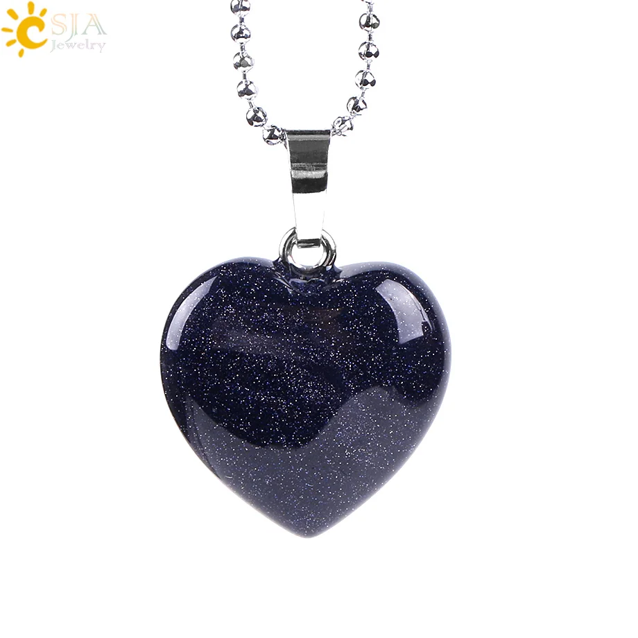 CSJA Natural Gem Stone Love Heart Chain Necklace & Pendant for Lover Reiki Healing Blue Brown Sand Opal Charm Sweet Jewelry E757
CSJA Natural Gem Stone Love Heart Chain Necklace & Pendant for Lover Reiki Healing Blue Brown Sand Opal Charm Sweet Jewelry E757