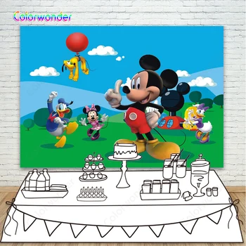 Kids Background for Photography Mickey Mouse with His Friends 5x7ft Blue Sky with Green Lawn Backdrops for Birthday Party Decor
Kids Background for Photography Mickey Mouse with His Friends 5x7ft Blue Sky with Green Lawn Backdrops for Birthday Party Decor
