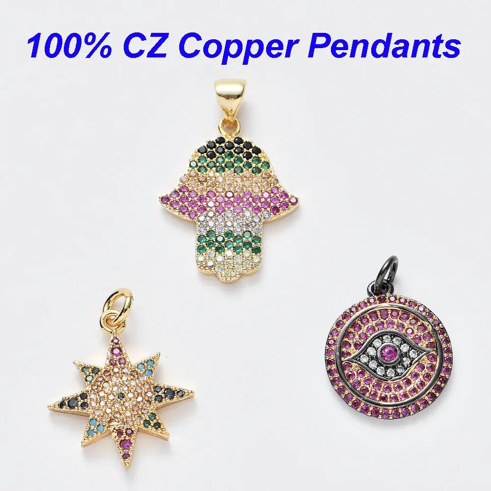 Colorful Star Micro Pave CZ Charm Pendant Hamsa Hand Amulet Jewelry Pendants Vnistar Evil Eye Necklace Pendant Wholesale
Colorful Star Micro Pave CZ Charm Pendant Hamsa Hand Amulet Jewelry Pendants Vnistar Evil Eye Necklace Pendant Wholesale