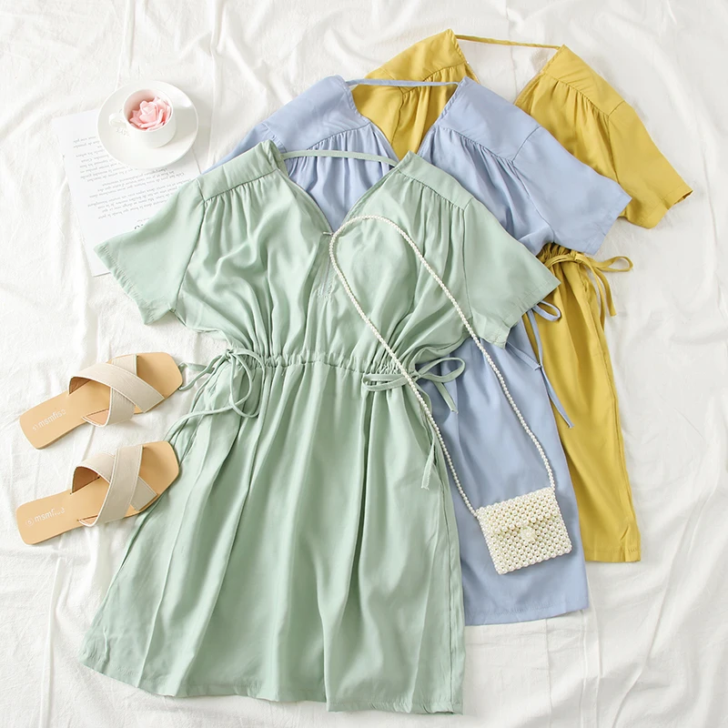 SKOONHEID 2019 Women Summer sexy backless chiffon Vestidos elegant dresses short sleeves Casual Korean Zipper solid sundresses
SKOONHEID 2019 Women Summer sexy backless chiffon Vestidos elegant dresses short sleeves Casual Korean Zipper solid sundresses