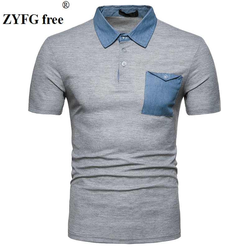 New 2018 Casual polo shirt Fashion Brand Men's Turn-down Collar summer Short Sleeve denim patchwork POLO Shirt dress men EU size
New 2018 Casual polo shirt Fashion Brand Men's Turn-down Collar summer Short Sleeve denim patchwork POLO Shirt dress men EU size