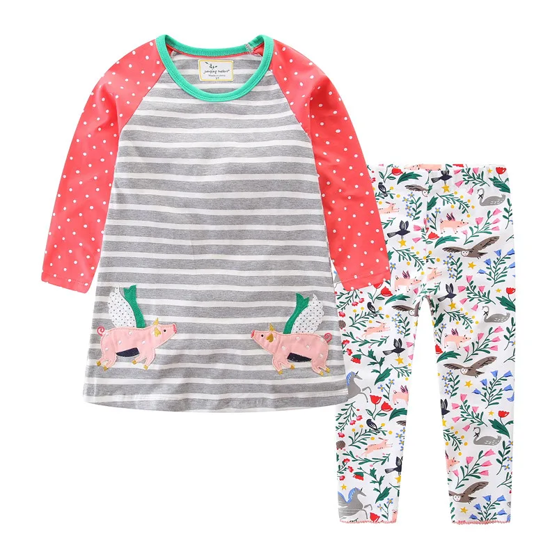 Jumping Meters Top Brand Girls Clothing Sets With Pockets Flowers Cotton Autumn Spring Children Clothes Stripe Outfits Girl Suit
Jumping Meters Top Brand Girls Clothing Sets With Pockets Flowers Cotton Autumn Spring Children Clothes Stripe Outfits Girl Suit