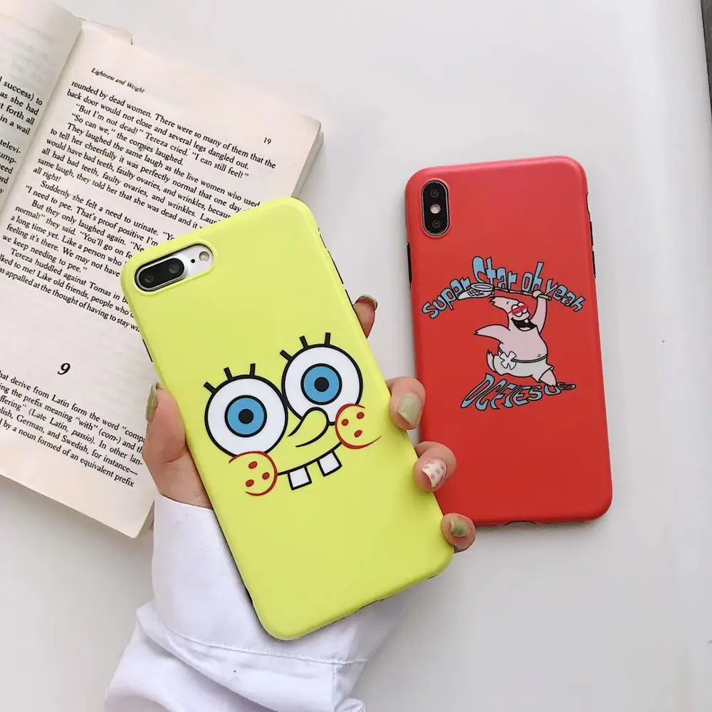 Cute Cartoon SpongeBob Square Pants Sponge Bob Phone Case for Apple iPhone XR XS Max X 8 7 6S Plus Cover soft Cases |