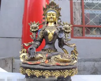 8.5"Tibet Folk Temple Bronze gild White TaRa Guan Yin Buddha Statue 
8.5"Tibet Folk Temple Bronze gild White TaRa Guan Yin Buddha Statue