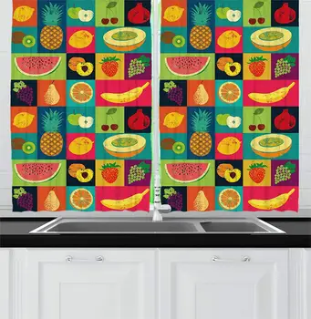 Retro Curtains Pop Art Grunge Style Fruits Colorful Vintage Set Organic Style Food Vegan Pattern Window Drapes for Living Room
Retro Curtains Pop Art Grunge Style Fruits Colorful Vintage Set Organic Style Food Vegan Pattern Window Drapes for Living Room