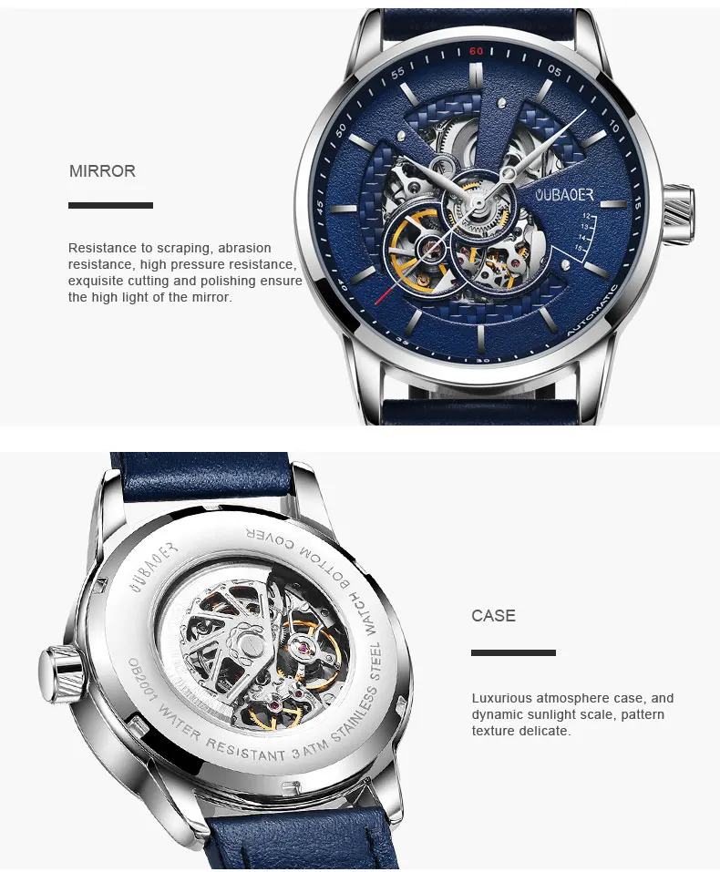 Luxury Tourbillon Mechanical Leather Watch