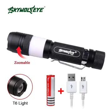 3800 Lm T6 LED Flashlight 6 Modes Rechargeable USB Torch Zoomable Waterproof bike light + 18650 Battery+USB Cable
3800 Lm T6 LED Flashlight 6 Modes Rechargeable USB Torch Zoomable Waterproof bike light + 18650 Battery+USB Cable