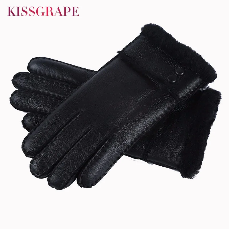 Image New Sheepskin Fur Gloves Women Woolen Cashmere Gloves Ladies Fashion Warm Gloves Mittens Winter Skiing Outdoor gloves Handwear