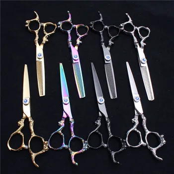 2Pcs 6" 17.5cm JP 440C Customized Brand Hairdressing Scissors Thinning Scissors Cutting Shears Dragon Handle Hair Scissors C9003
2Pcs 6" 17.5cm JP 440C Customized Brand Hairdressing Scissors Thinning Scissors Cutting Shears Dragon Handle Hair Scissors C9003