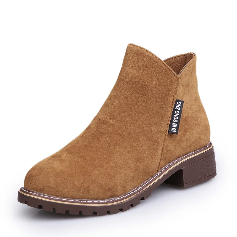 Women's boots 2018 autumn and winter new plus velvet Martin boots female side zipper boots low-heeled college wind women's shoes