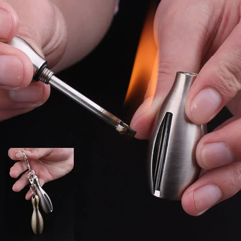 

Torch Lighter Creative Stainless Steel Bowling Kerosene Oil Flame Lighter Million Matches Flint Fire Starter