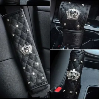For Crown Car Seat Belt Cover Leather Seat Belt Shoulder Pad Crystal Rhinestone Diamond Shifter Gear Cover Hand Brake Cover Sets
For Crown Car Seat Belt Cover Leather Seat Belt Shoulder Pad Crystal Rhinestone Diamond Shifter Gear Cover Hand Brake Cover Sets