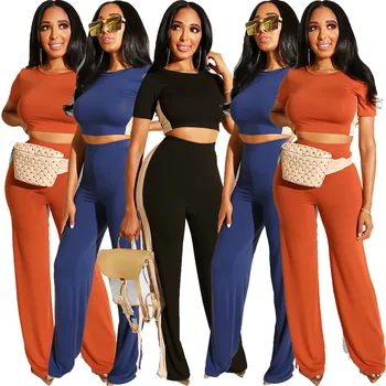 Multicolored stitching casual suit womens two piece sets 2019 Sweet solid color Short sleeve Pullover O-Neck Elastic Waist
Multicolored stitching casual suit womens two piece sets 2019 Sweet solid color Short sleeve Pullover O-Neck Elastic Waist