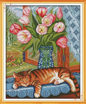 Cat on the windowsill Counted 11CT Printed 14CT Cross Stitch Set DIY Chinese Cotton Cross-stitch Kit Embroidery Needlework
Cat on the windowsill Counted 11CT Printed 14CT Cross Stitch Set DIY Chinese Cotton Cross-stitch Kit Embroidery Needlework