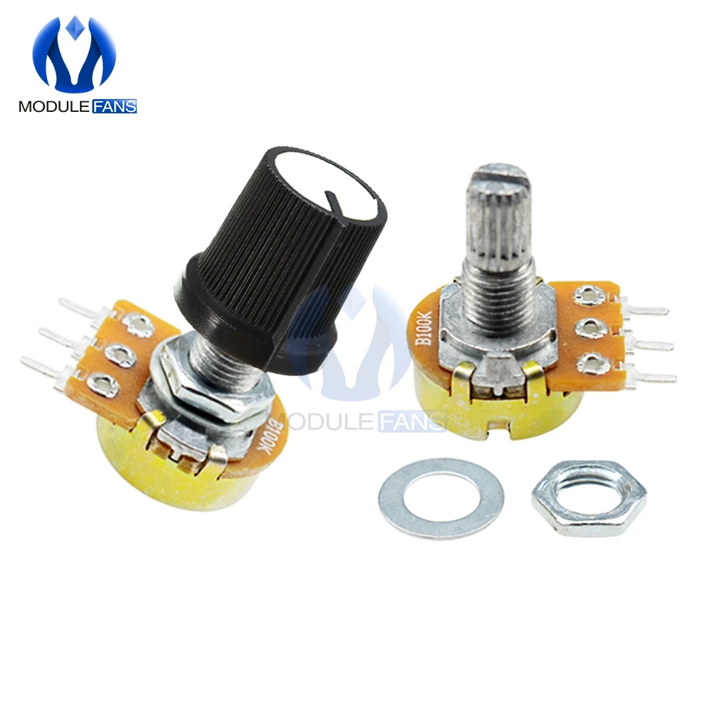 5PCS 3P WH148 Rotary Potentiometer Linear Taper 3 Pin Potentiometer 3PIN For Arduino With Cap 1K 5K 10K 20K 50K 100K 500K Ohm
5PCS 3P WH148 Rotary Potentiometer Linear Taper 3 Pin Potentiometer 3PIN For Arduino With Cap 1K 5K 10K 20K 50K 100K 500K Ohm