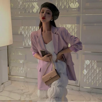 2019 Spring autumn Solid color long suit female fashion new Long sleeve leisure Loose Double pocket coat cc138
2019 Spring autumn Solid color long suit female fashion new Long sleeve leisure Loose Double pocket coat cc138