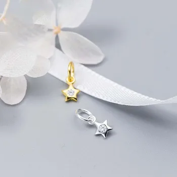 925 Sterling Silver Star Charm With Zircon Gold Silver Color Pendant With Round Ring Loop DIY Jewelry Making Dangle Earrings
925 Sterling Silver Star Charm With Zircon Gold Silver Color Pendant With Round Ring Loop DIY Jewelry Making Dangle Earrings