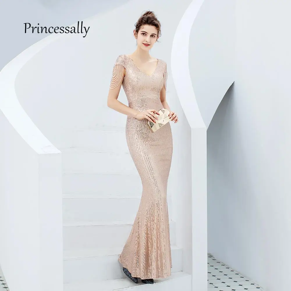 New Champagne Gold Mermaid Evening Dress Long Cap Sleeve V neck Formal Dinner Party Gown Rochii Vestidos de Festa Madrinha
New Champagne Gold Mermaid Evening Dress Long Cap Sleeve V neck Formal Dinner Party Gown Rochii Vestidos de Festa Madrinha