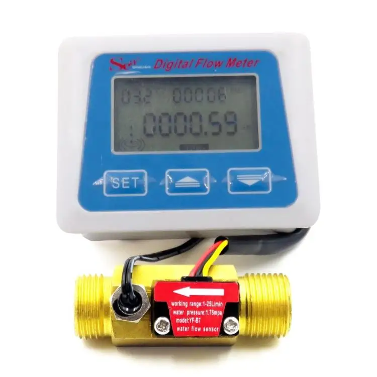 Digital LCD display Water flow sensor meter flowmeter totameter Temperature time record With G1/2 flow sensor
Digital LCD display Water flow sensor meter flowmeter totameter Temperature time record With G1/2 flow sensor