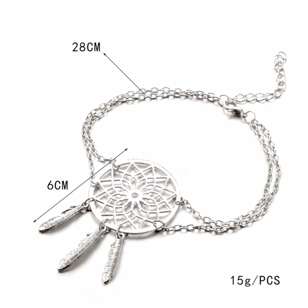 Sainio Silver Color Dreamcatcher Charm Bracelets For Women Charm Bracelets & Bangles Dream Catcher Jewelry Gift for Girl