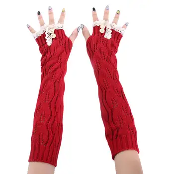 Women Solid Color Lace Buttons Fingerless Long Gloves Arm Warmer Knitted Mittens hot
Women Solid Color Lace Buttons Fingerless Long Gloves Arm Warmer Knitted Mittens hot