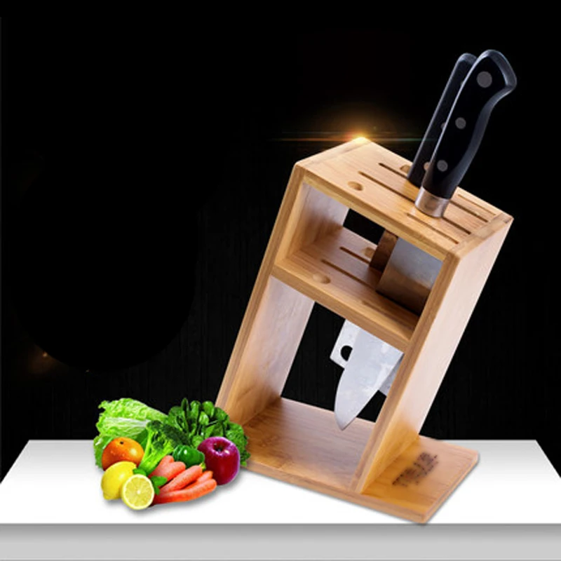 

High Quality Bamboo Knife Holder Ventilated Dry Kitchen Knife Block Creative Multifunctional Knife Rest Kitchen Accessories