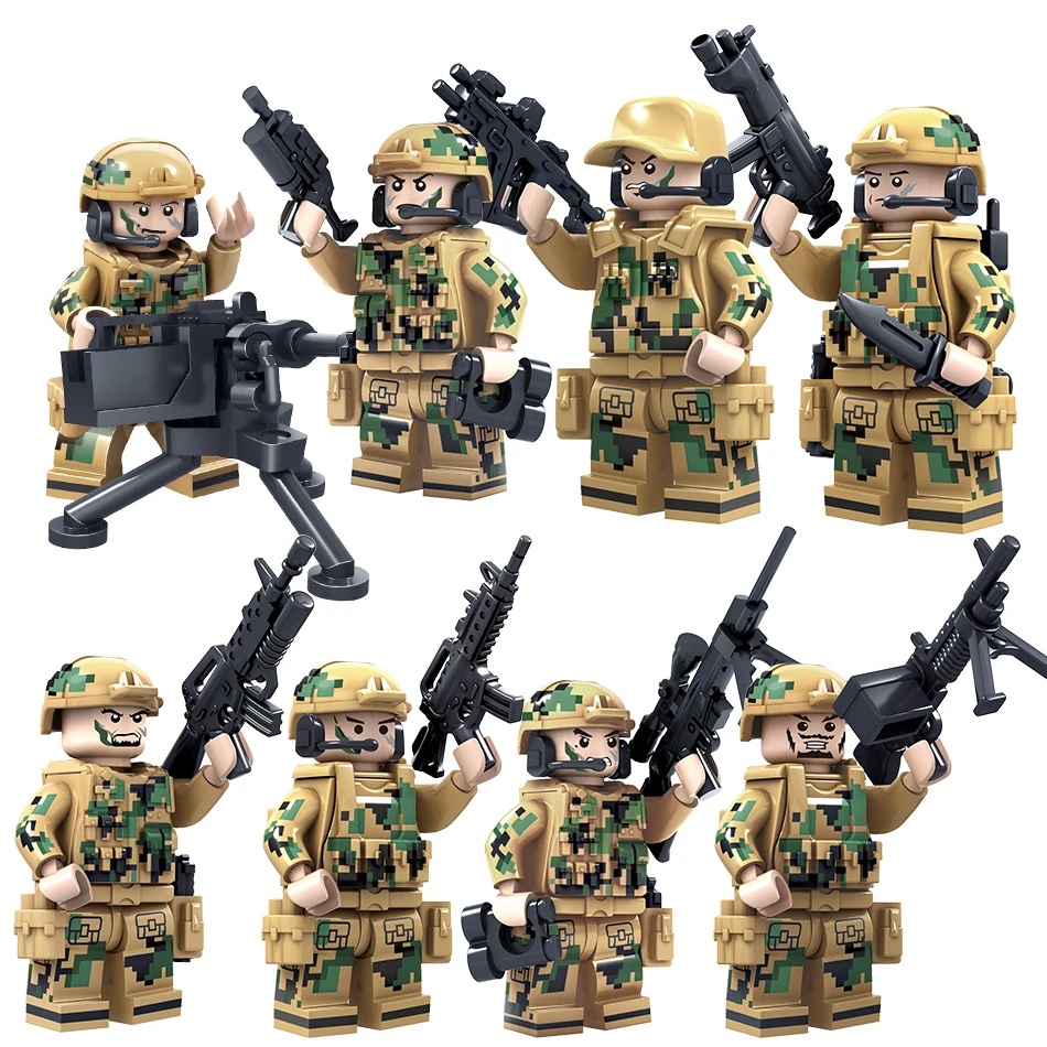 2pcs/set Military Police Guard Building Blocks Bricks Figures Model Sets Toys 