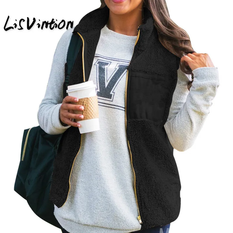 Women's Casual Top Pure Color Sleeveless Faux Fur Vest Fleece Stand Collar Zip-up Cardigan Vest
Women's Casual Top Pure Color Sleeveless Faux Fur Vest Fleece Stand Collar Zip-up Cardigan Vest